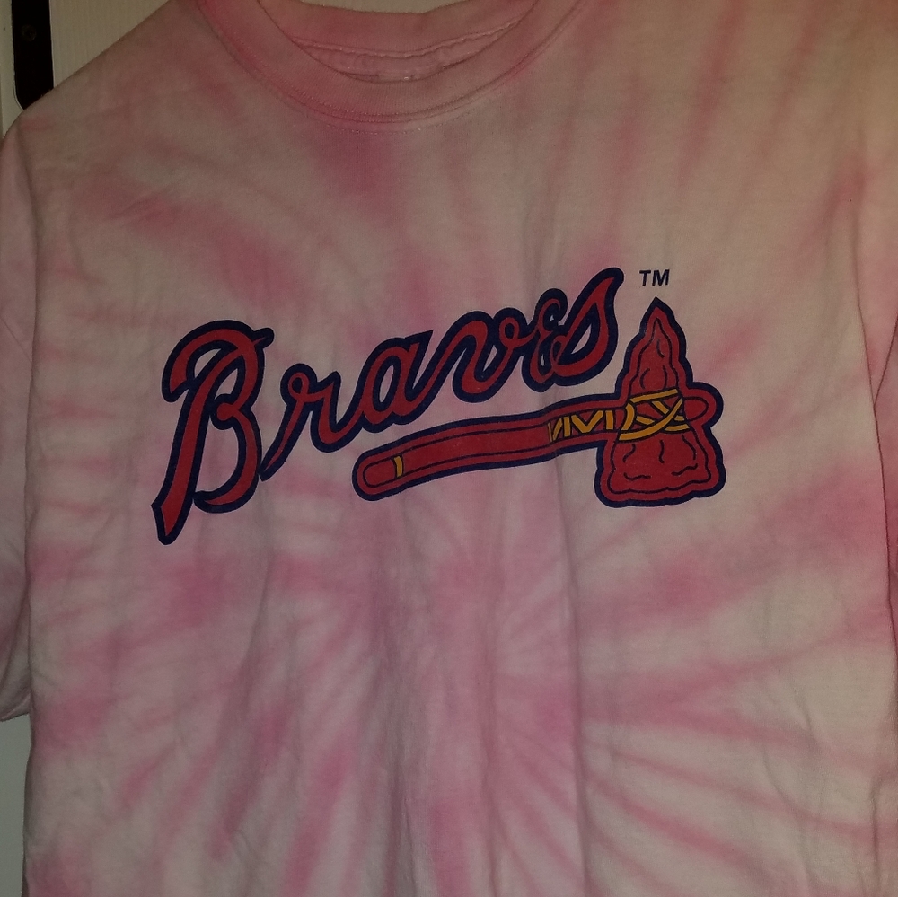 Pink pastel tie dye braves shirt